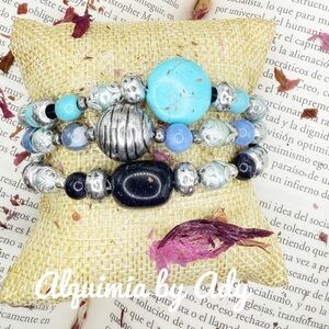 Alquimia Blue and Silver Bracelet Set